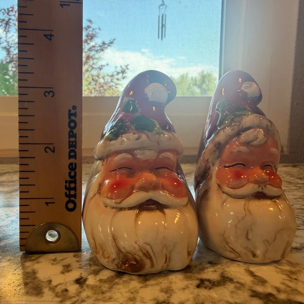 Vintage Ceramic Santa Claus figurines Christmas Holiday Decor Set